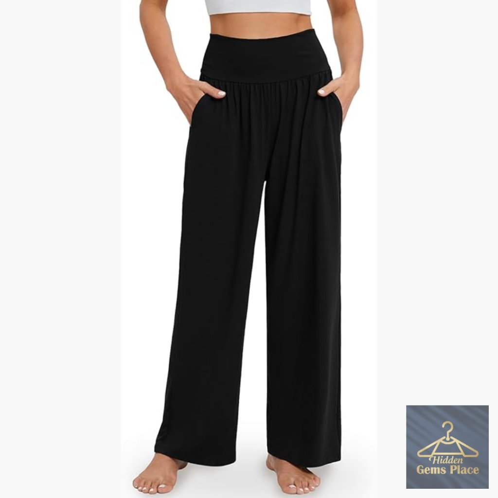 High Waisted Wide Leg Yoga Pants Loose Fit Lounge Pajama Sweatpants With Pockets
